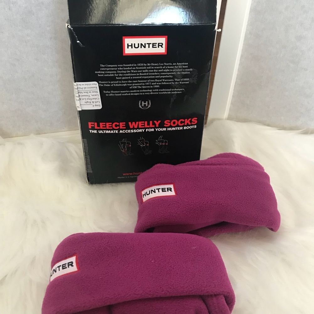 NWT!đź’ĄHunter Tall Fleece Welly Socks in Magenta - Picture 3 of 5